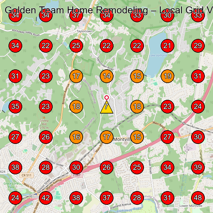 Golden Team Home Remodeling GeoGrid visibility map for Roofing Contractor in None
